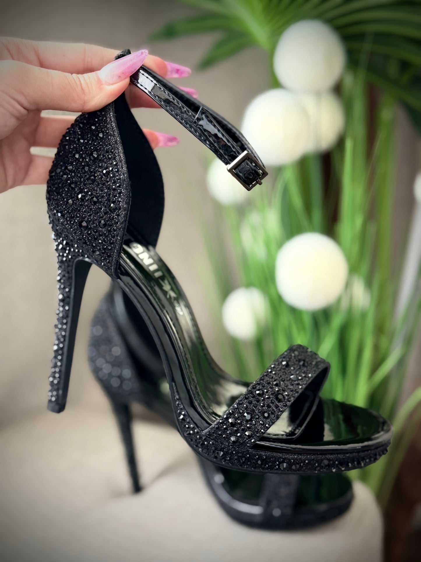 Sandale negre full cristale PRINCESS
