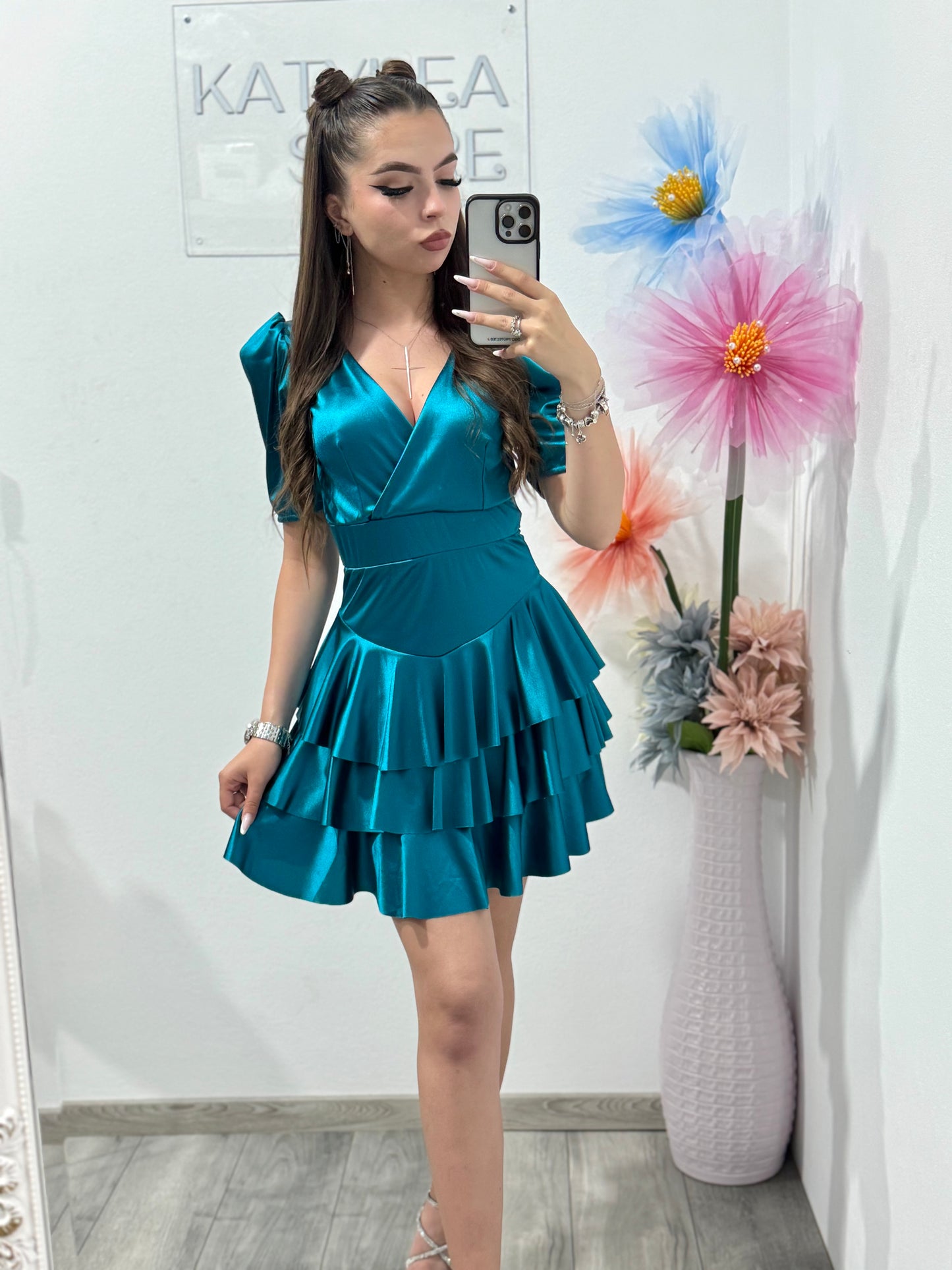 Rochie elegantă turcoaz Sofia