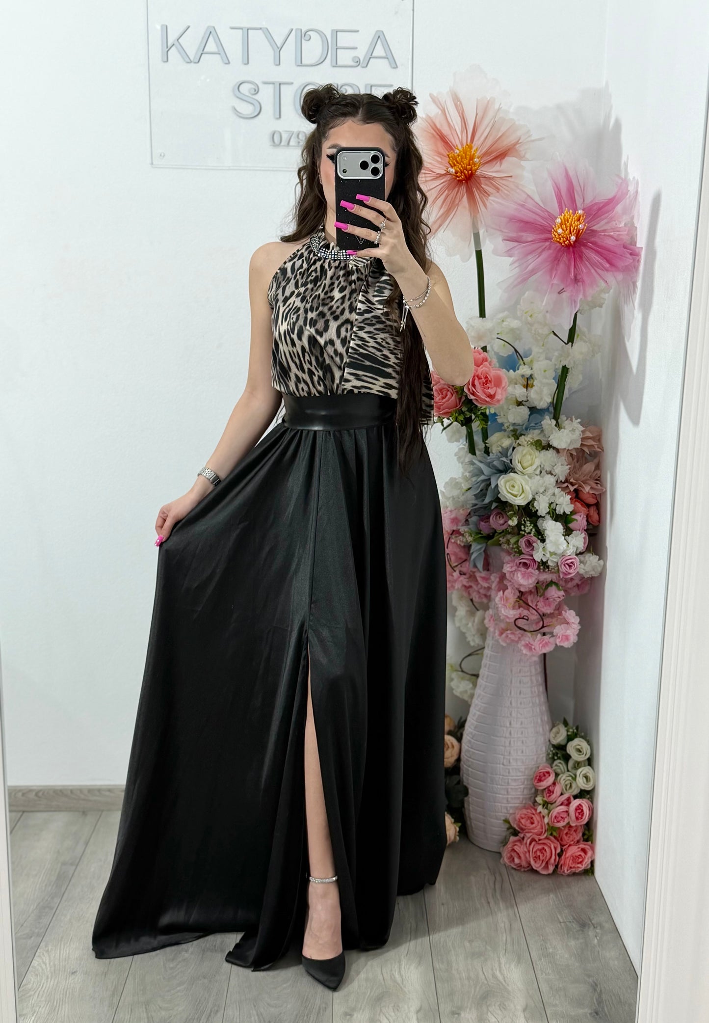 Rochie din satin animalprint ELSA