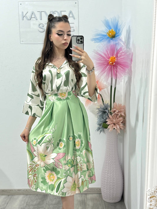 Fustă cu imprimeu Xonia verde