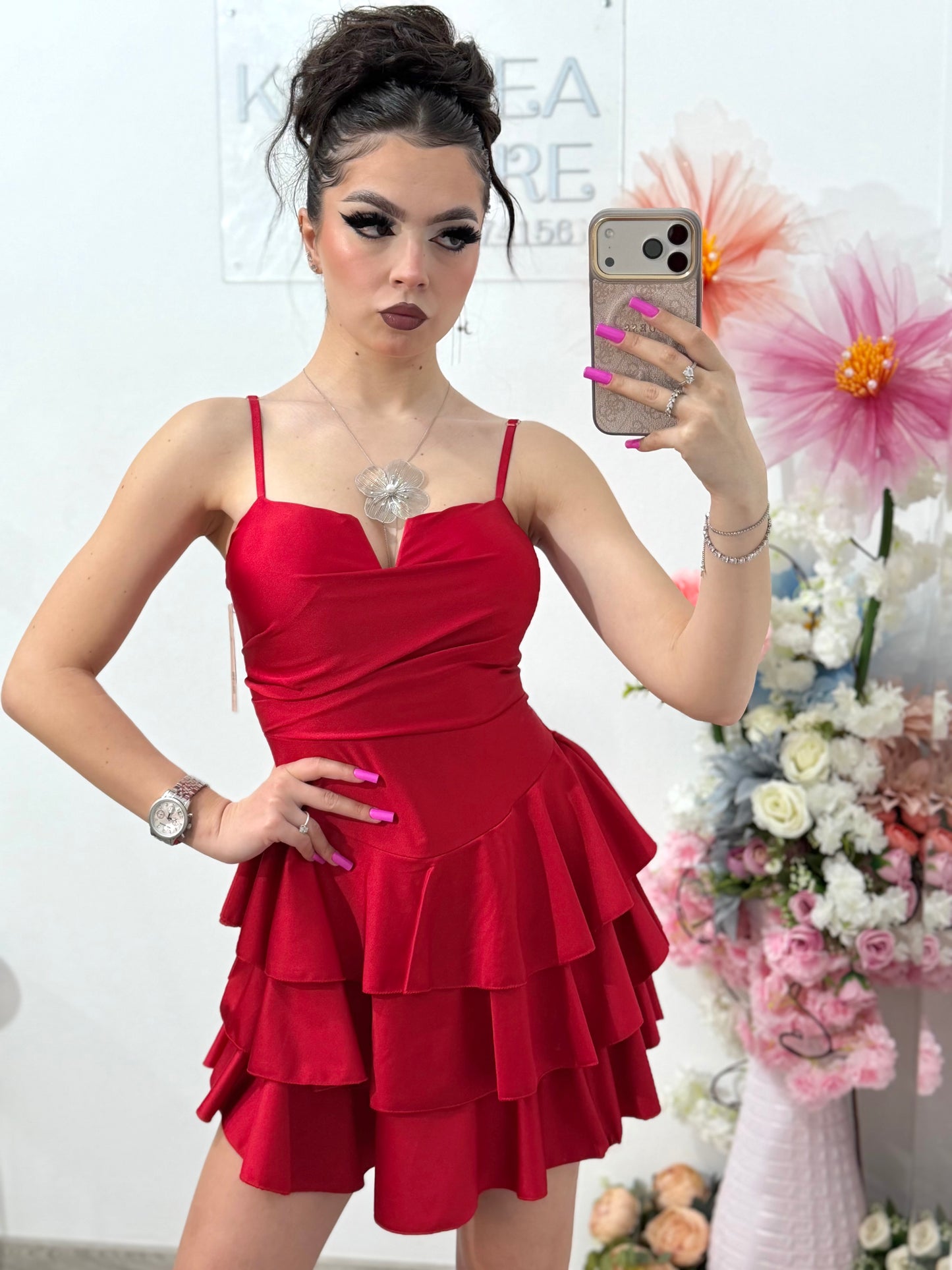 Rochie scurta rosie Sabrina