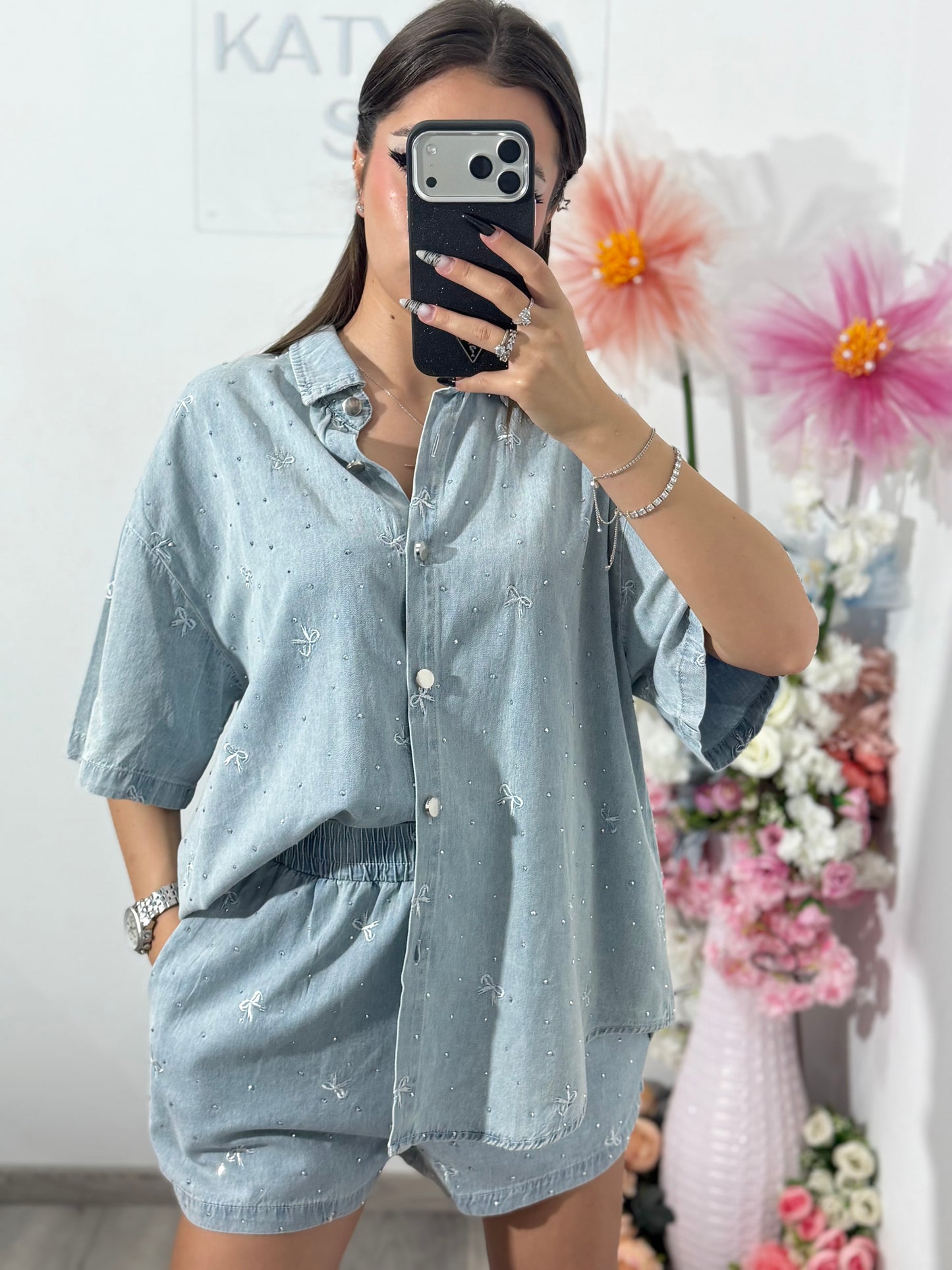 Compleu din denim albastru Claudia