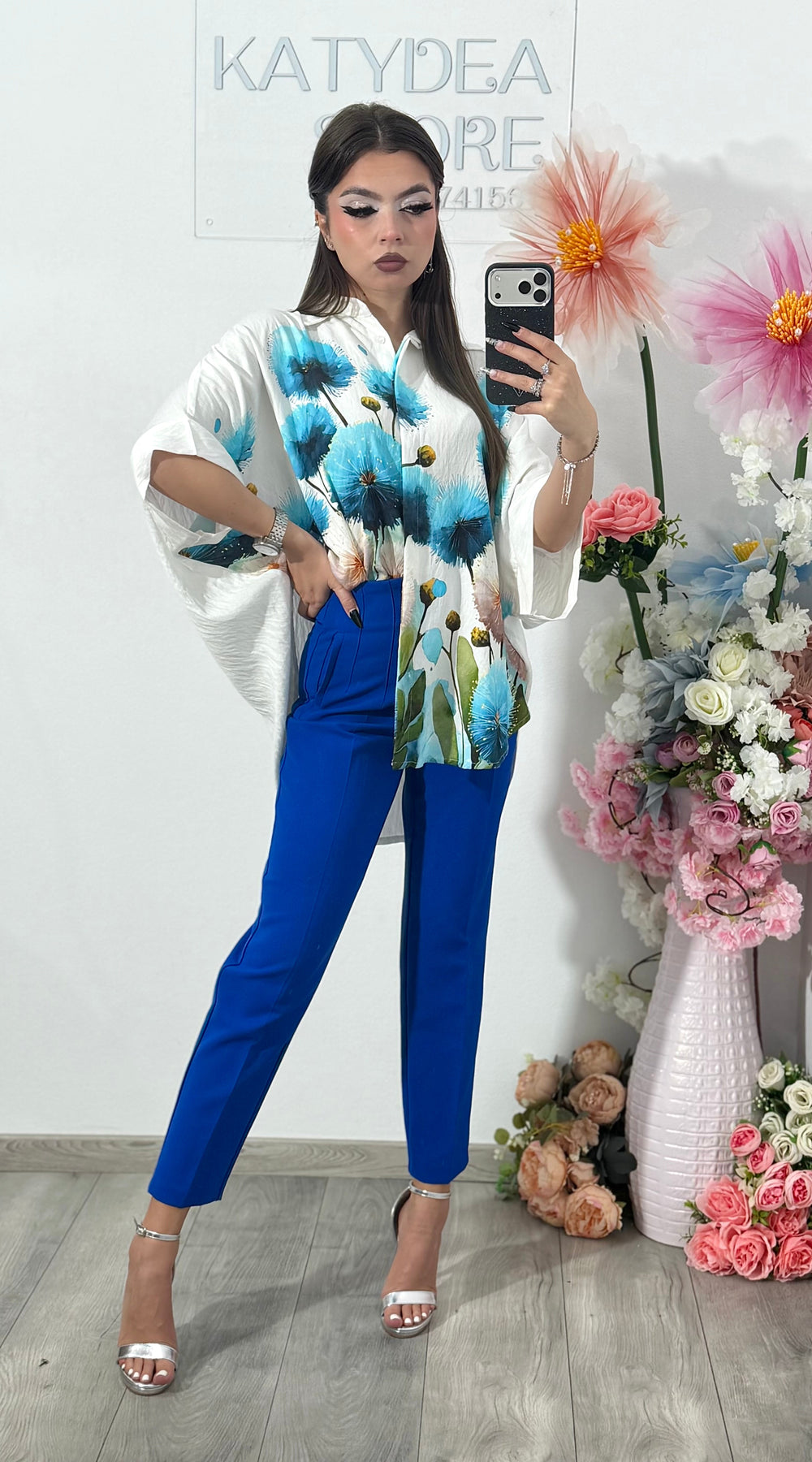 Cămașă din în cu imprimeu babyblue ELIZA