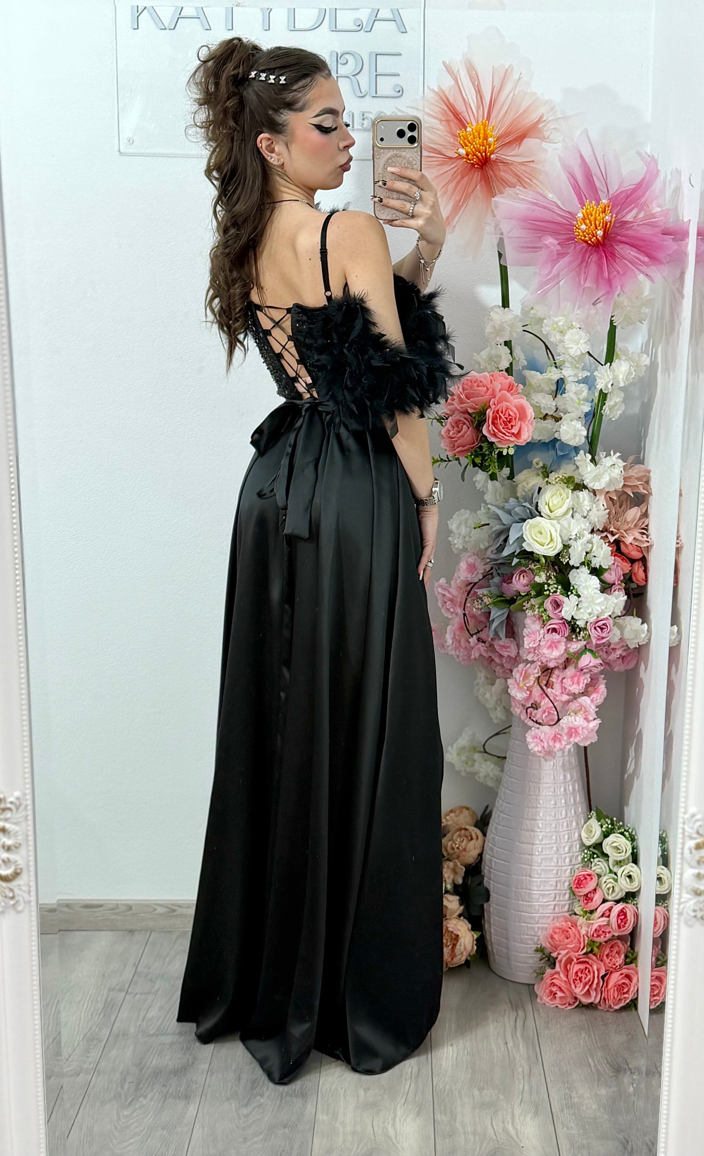 Rochie lunga neagra cu paiete Pinko