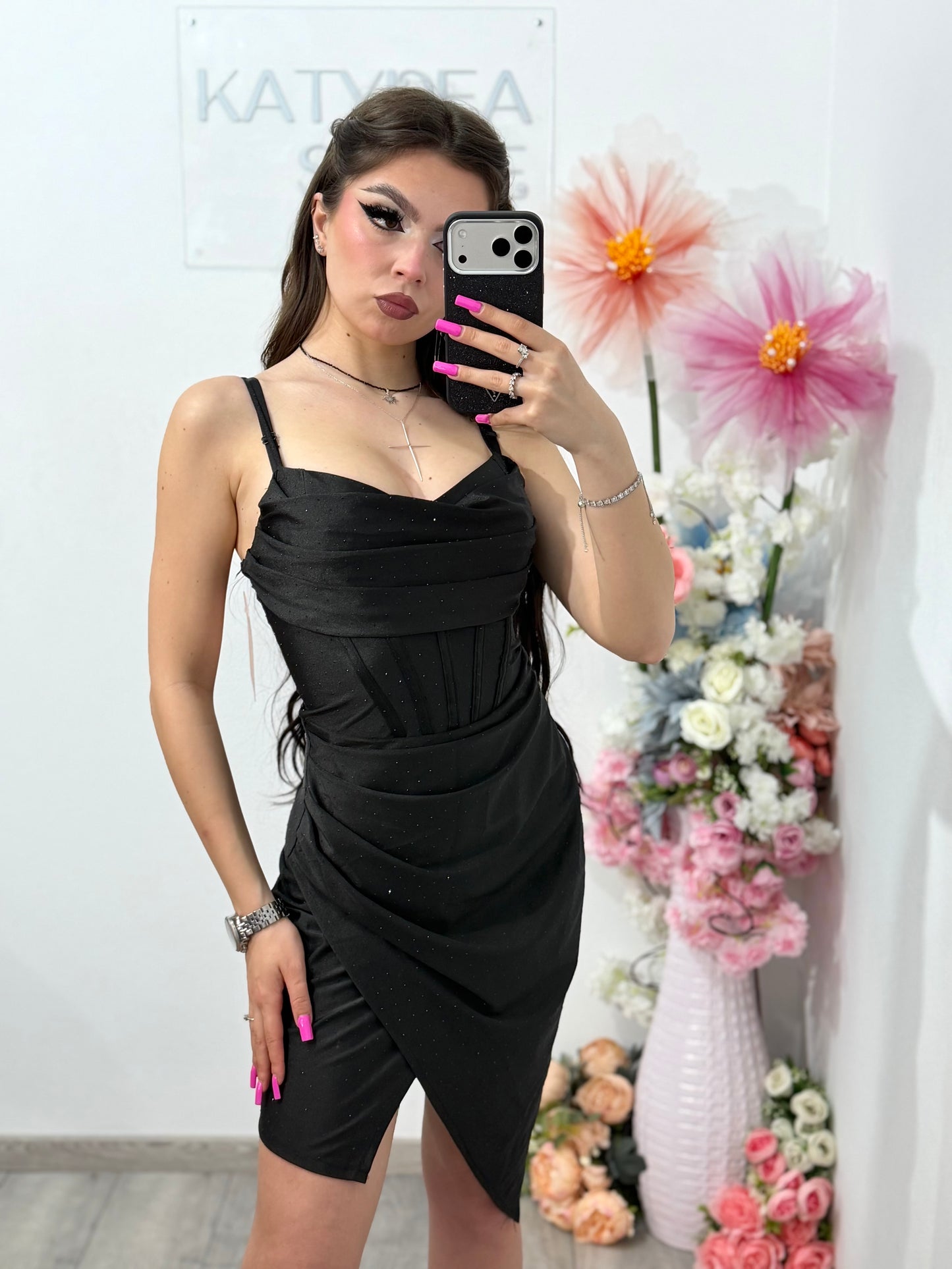 Rochie scurtă cu cristale ștanțate IOANA