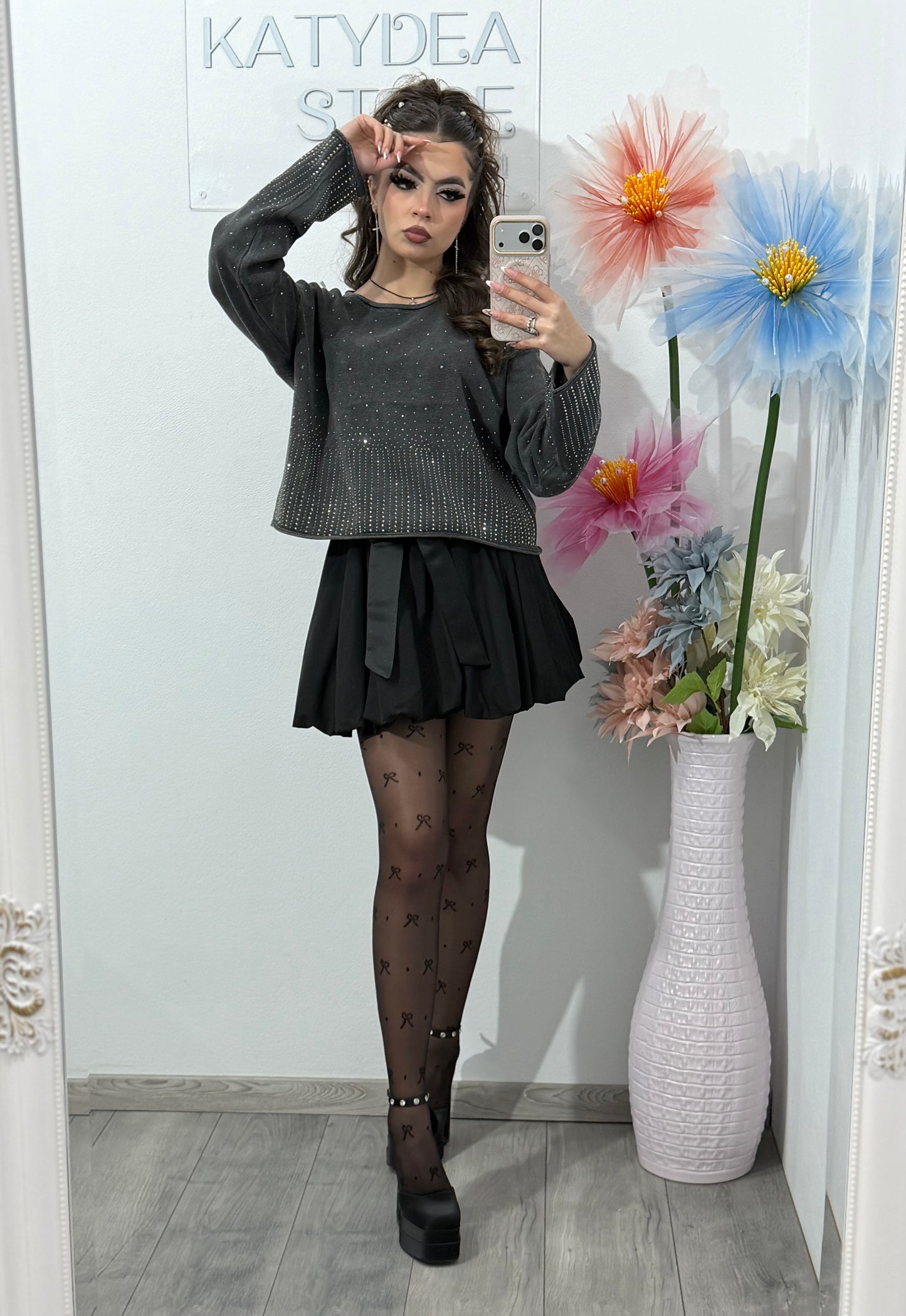 Bluză cu cristale ștanțate MARTA