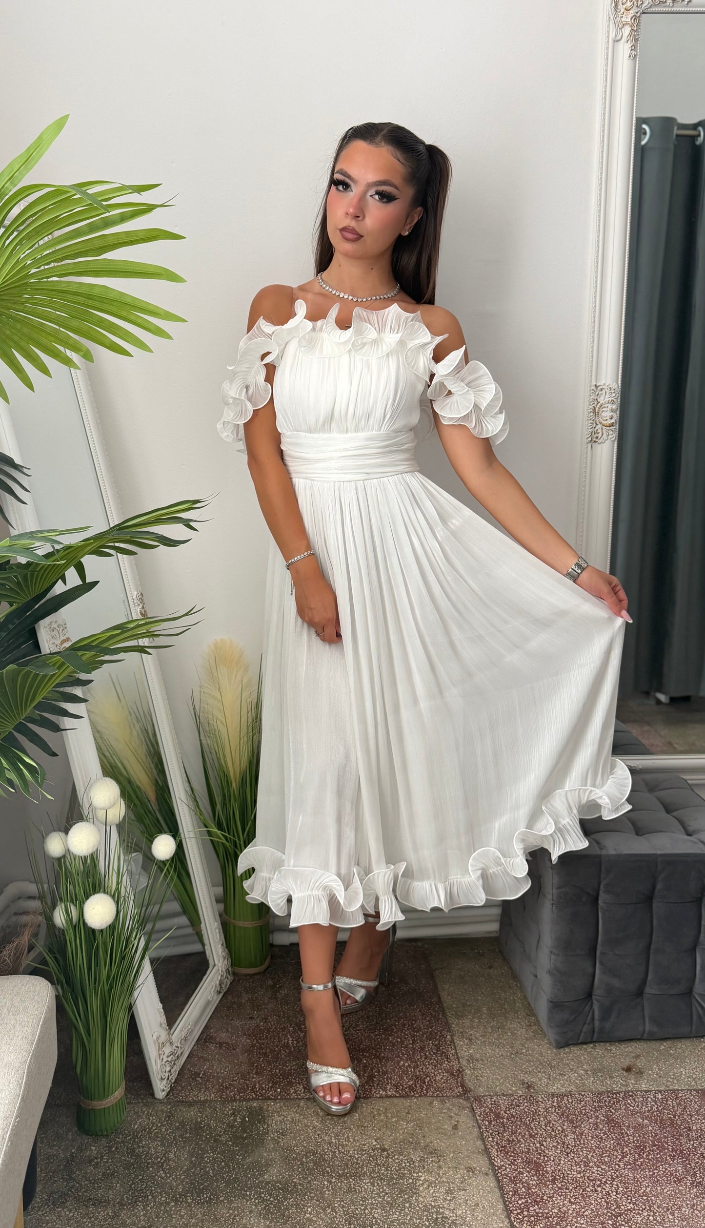 Rochie eleganta alba Paulinne