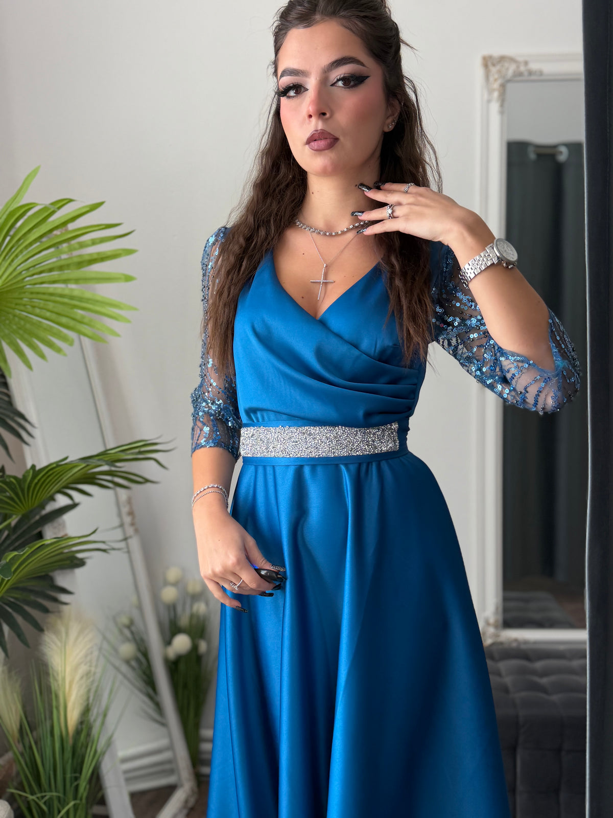 Rochie lungă turcoaz ADRIA