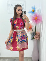 Rochie tip A satinata cu imprimeu