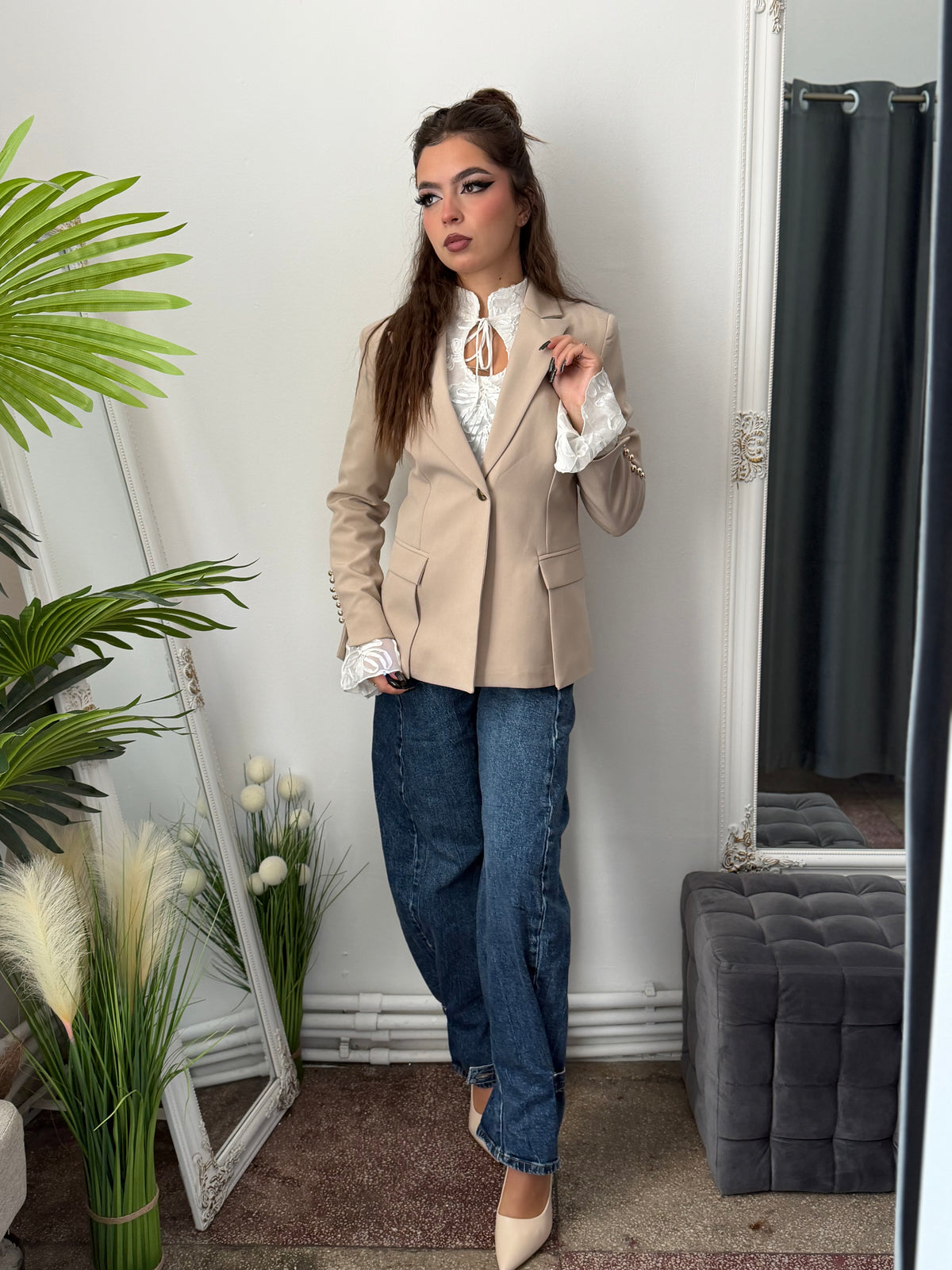 Sacou bej casual ANNE