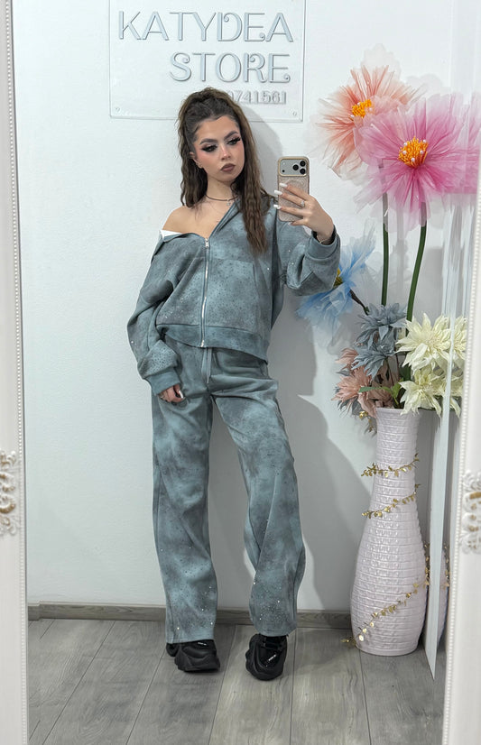 Compleu cu cristale ștanțate grey MARA