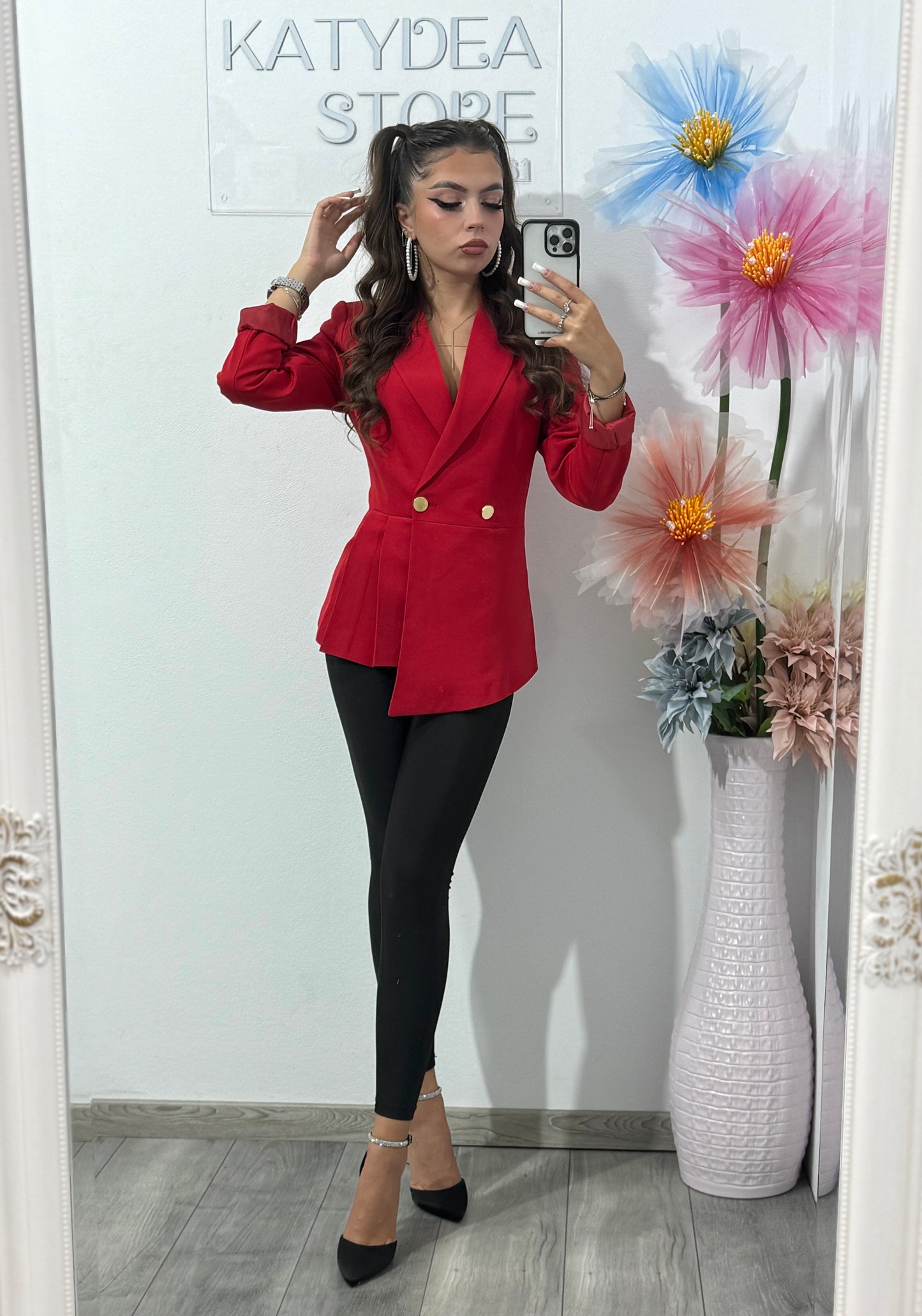 Sacou elegant roșu Nasia