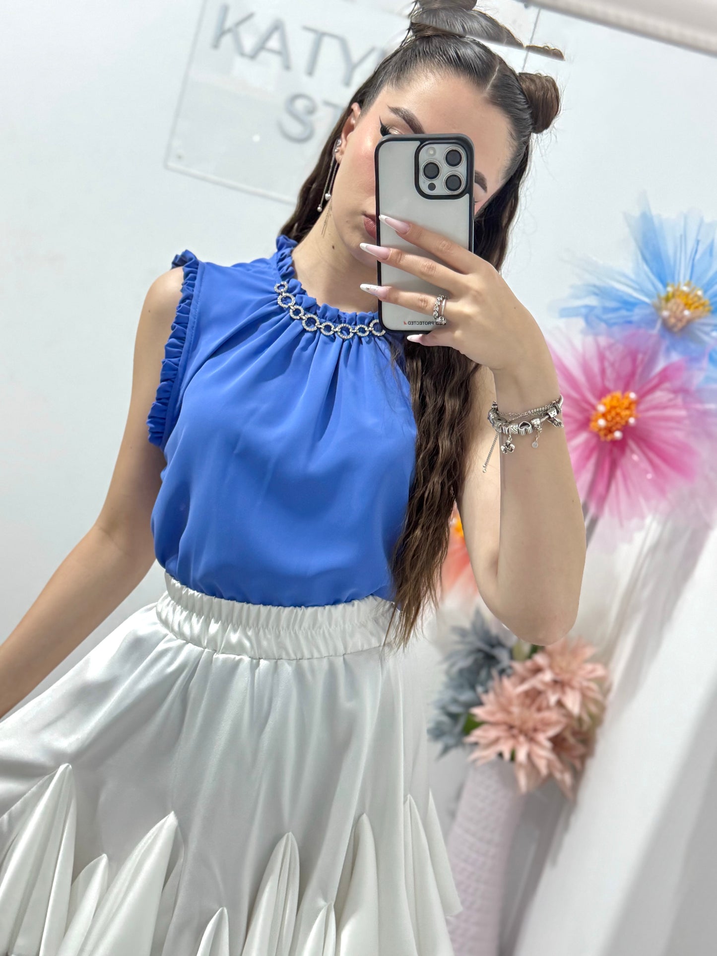 Maieu elegant cu lanț albastru Chloe