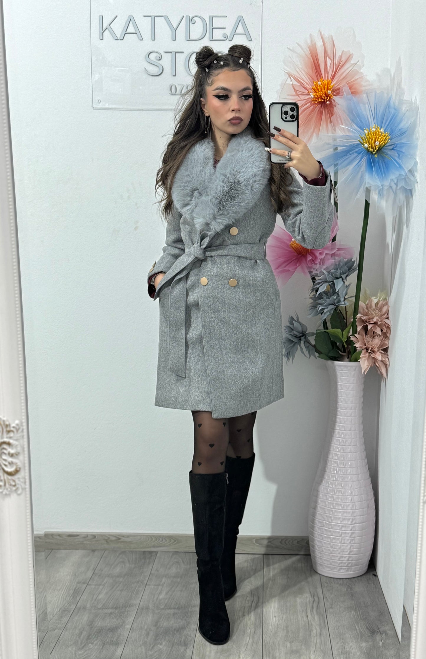 Palton damă gri Helen