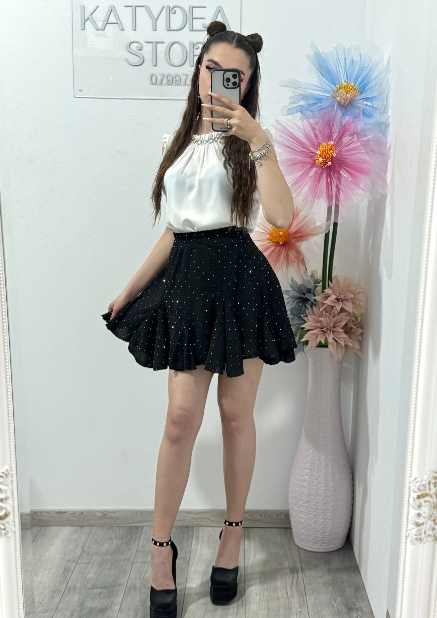 Maieu elegant cu lanț alb Chloe