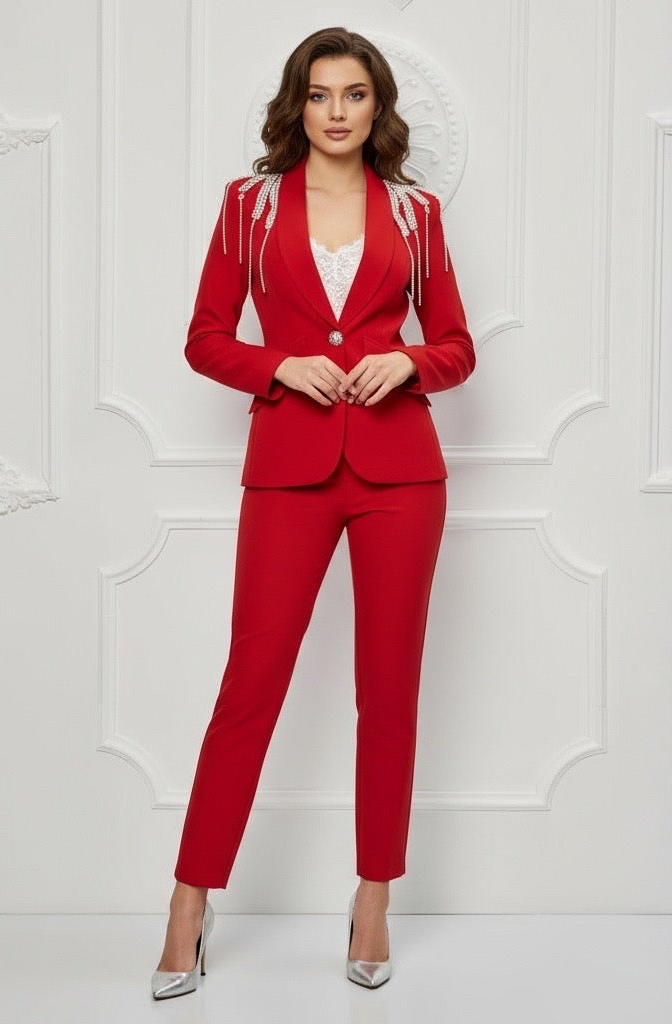 Costum elegant roșu MAYA