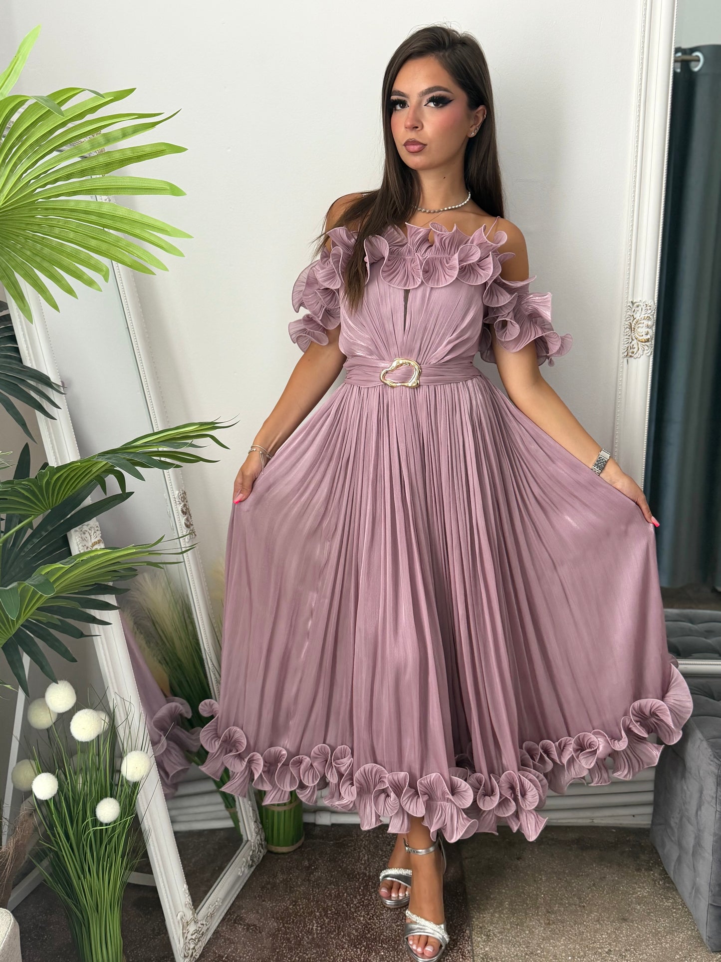 Rochie eleganta lila prafuit Paulinne