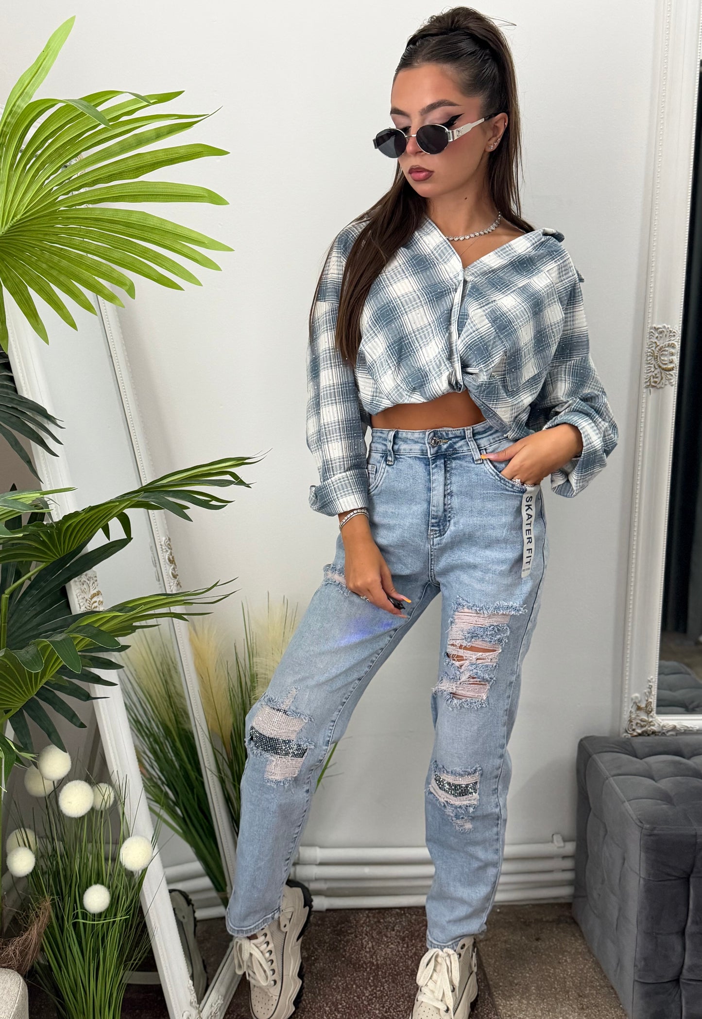 Jeans albaștri BaggyFit Paula