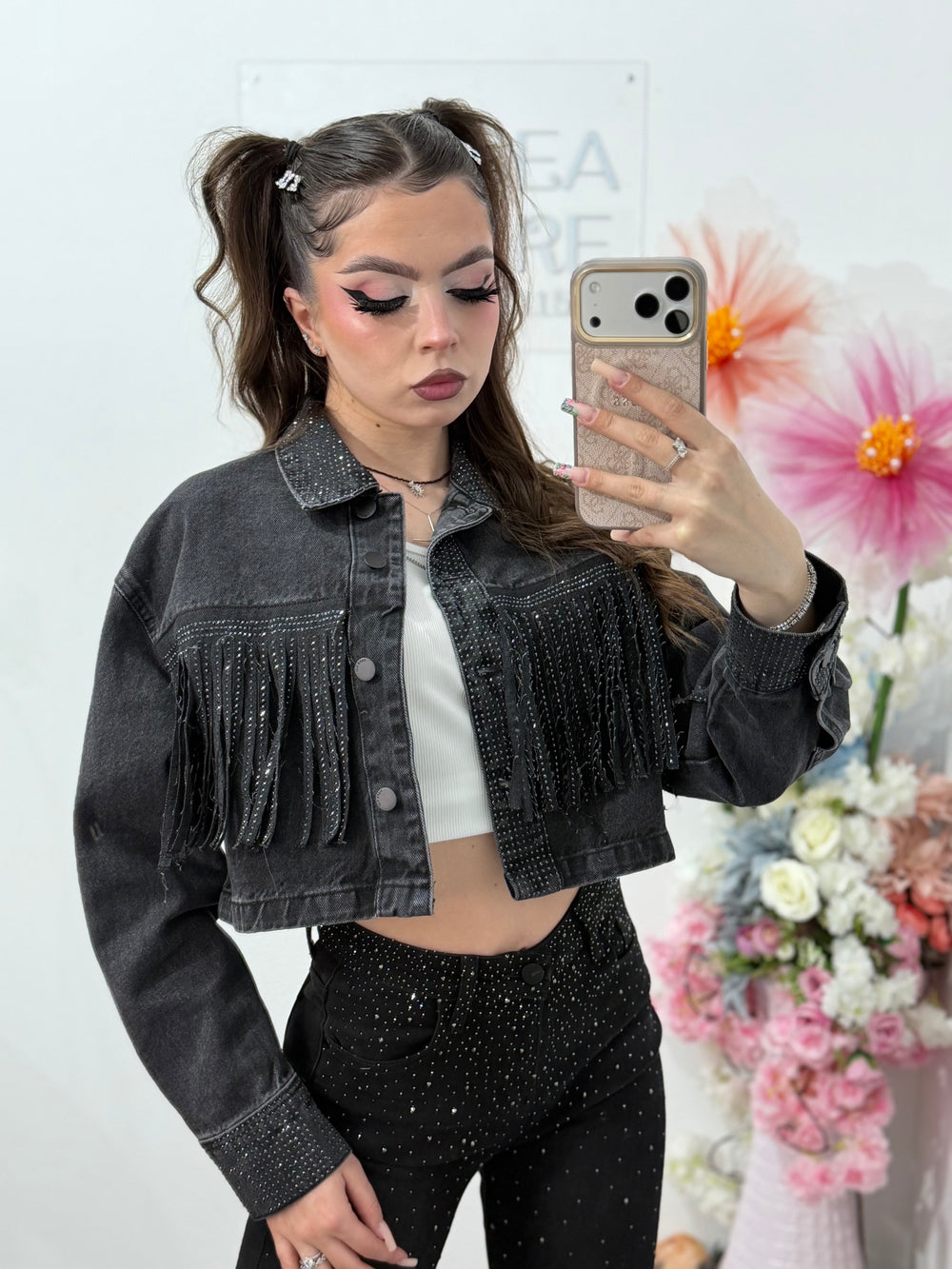 Geacă denim cu cristale ANDREE