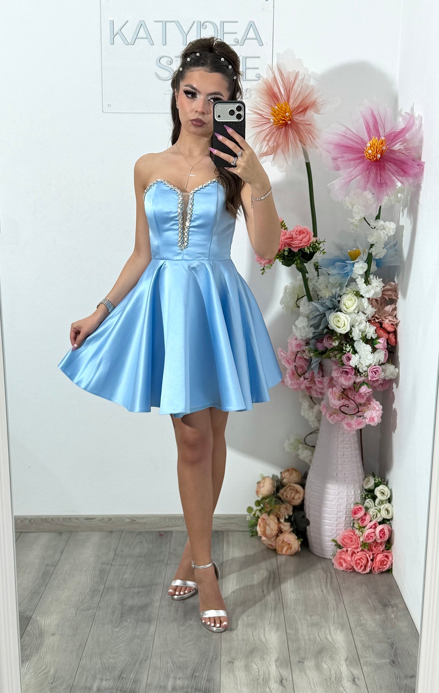 Rochie bleu din tafta Vanessa