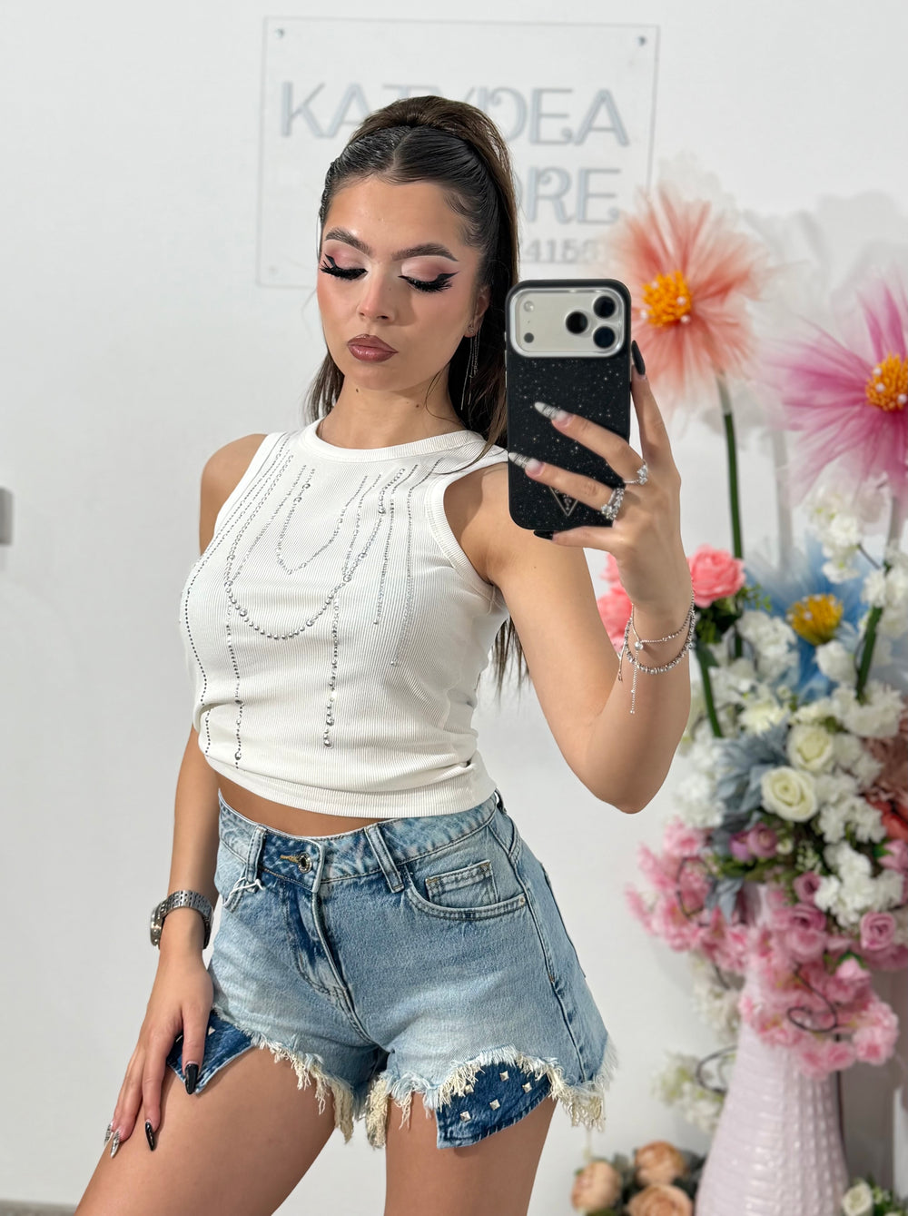 Pantaloni scurți din denim ALINNE