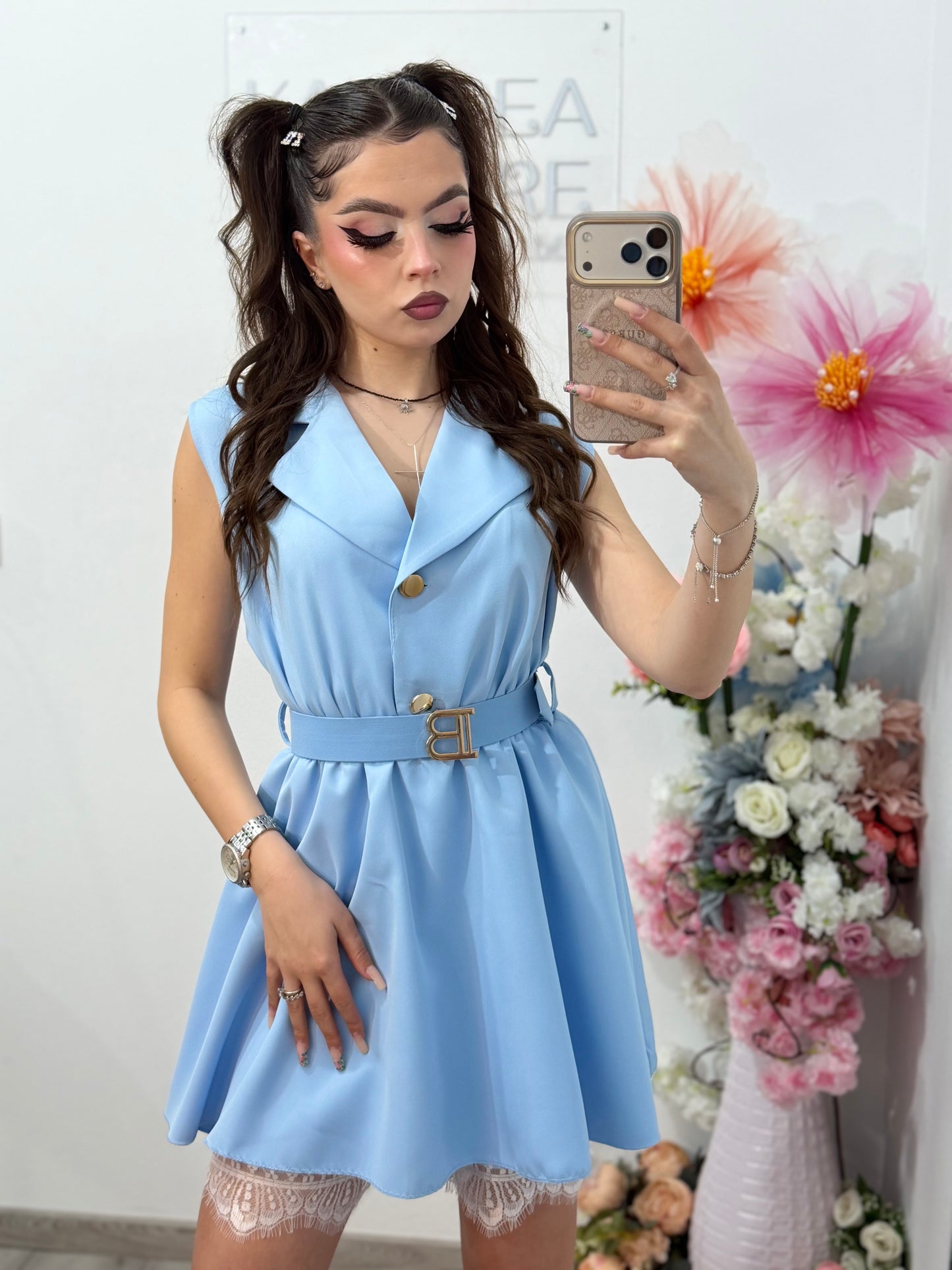 Salopetă elegantă cu dantela blue BABY