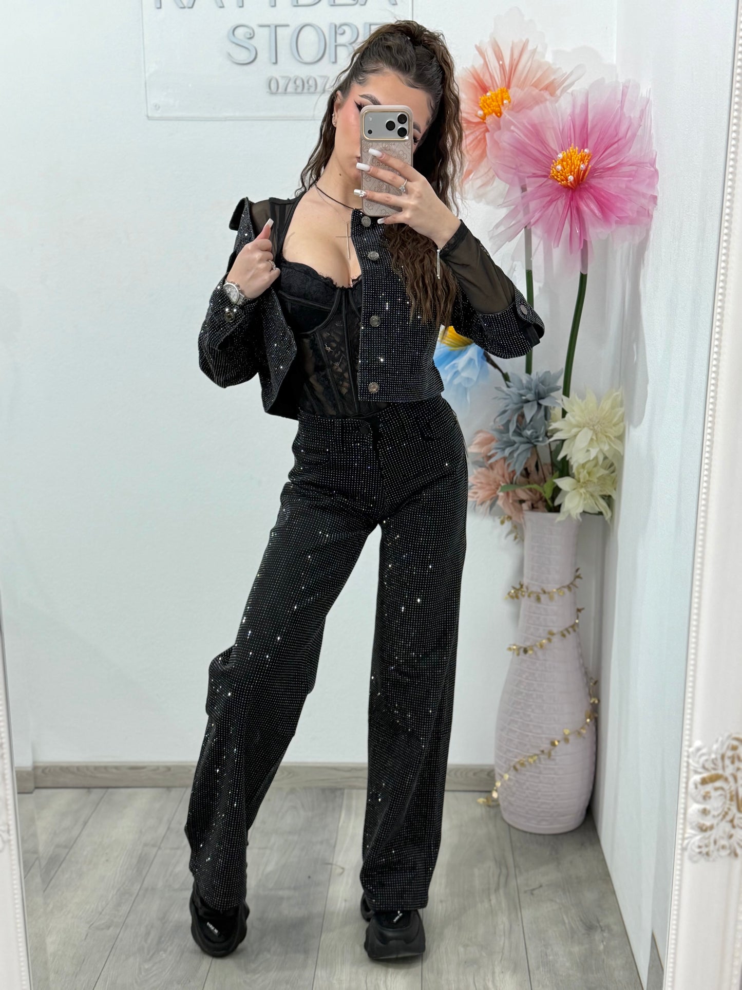 Blugi WideLeg full piatră Xonia