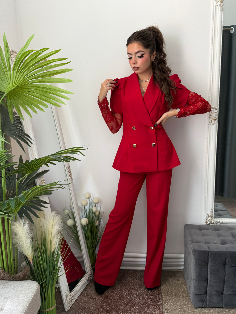 Compleu elegant roșu ANELIS