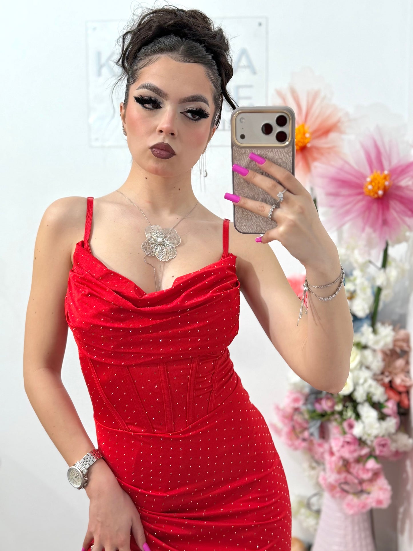 Rochie lunga rosie Laura