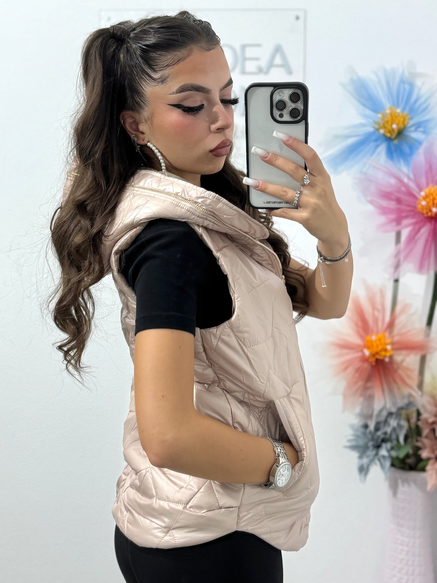 Vestă de damă din fâș beige Elenor