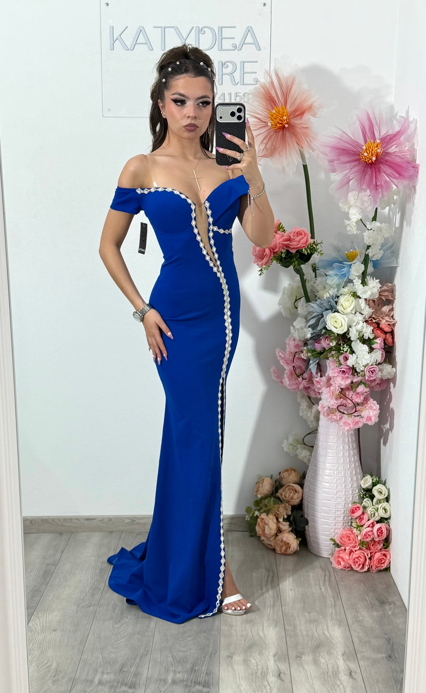 Rochie albastra eleganta tip sirena Katherine