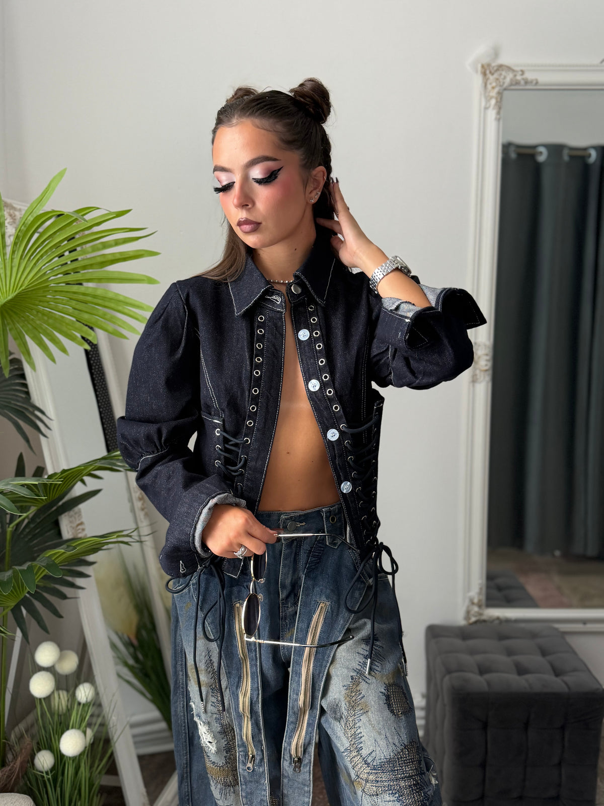 Jacheta tip corset bleumarin BELLA