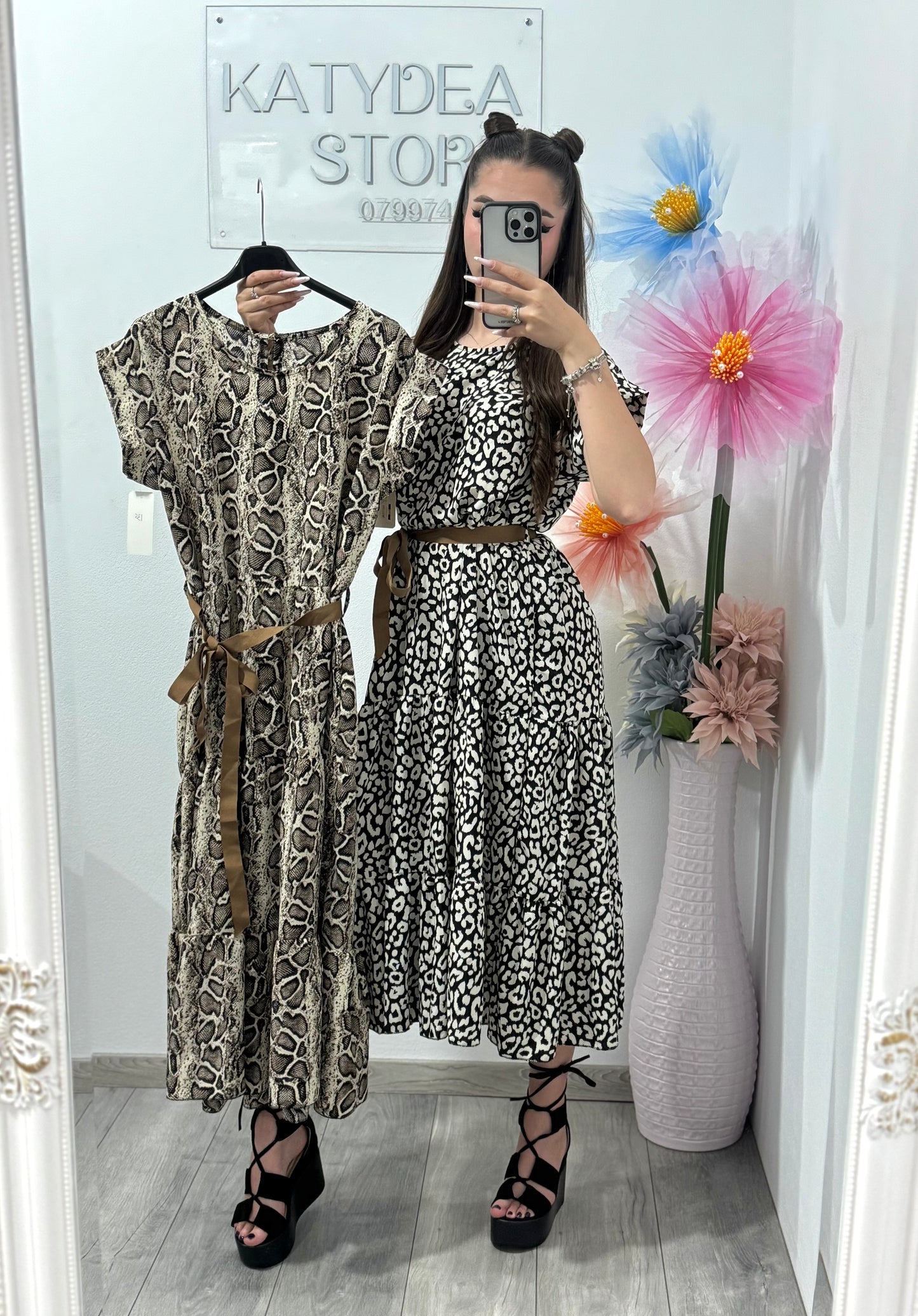 Rochie midi cu imprimeu Karla