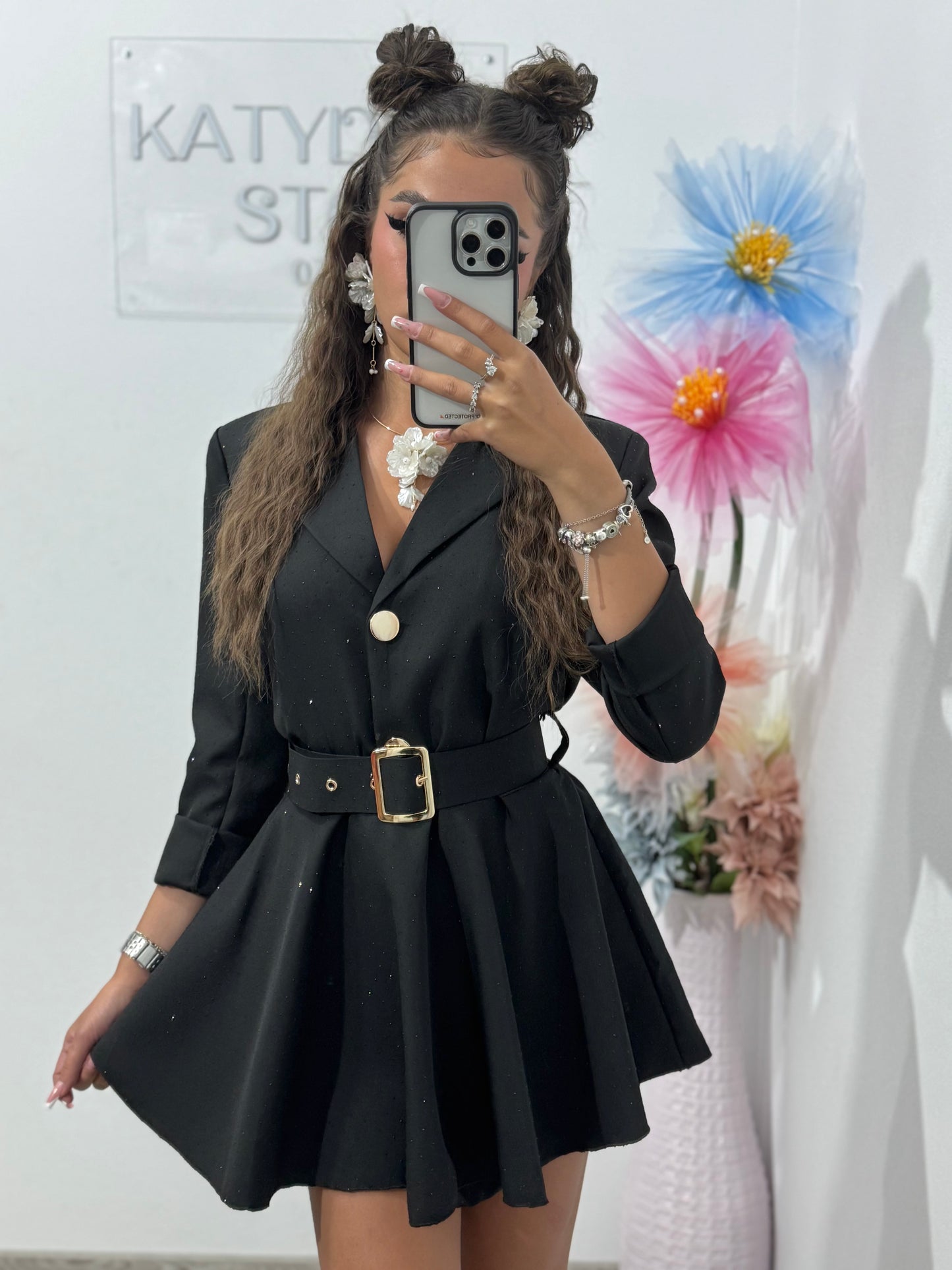 Salopetă full cristale negre Melania