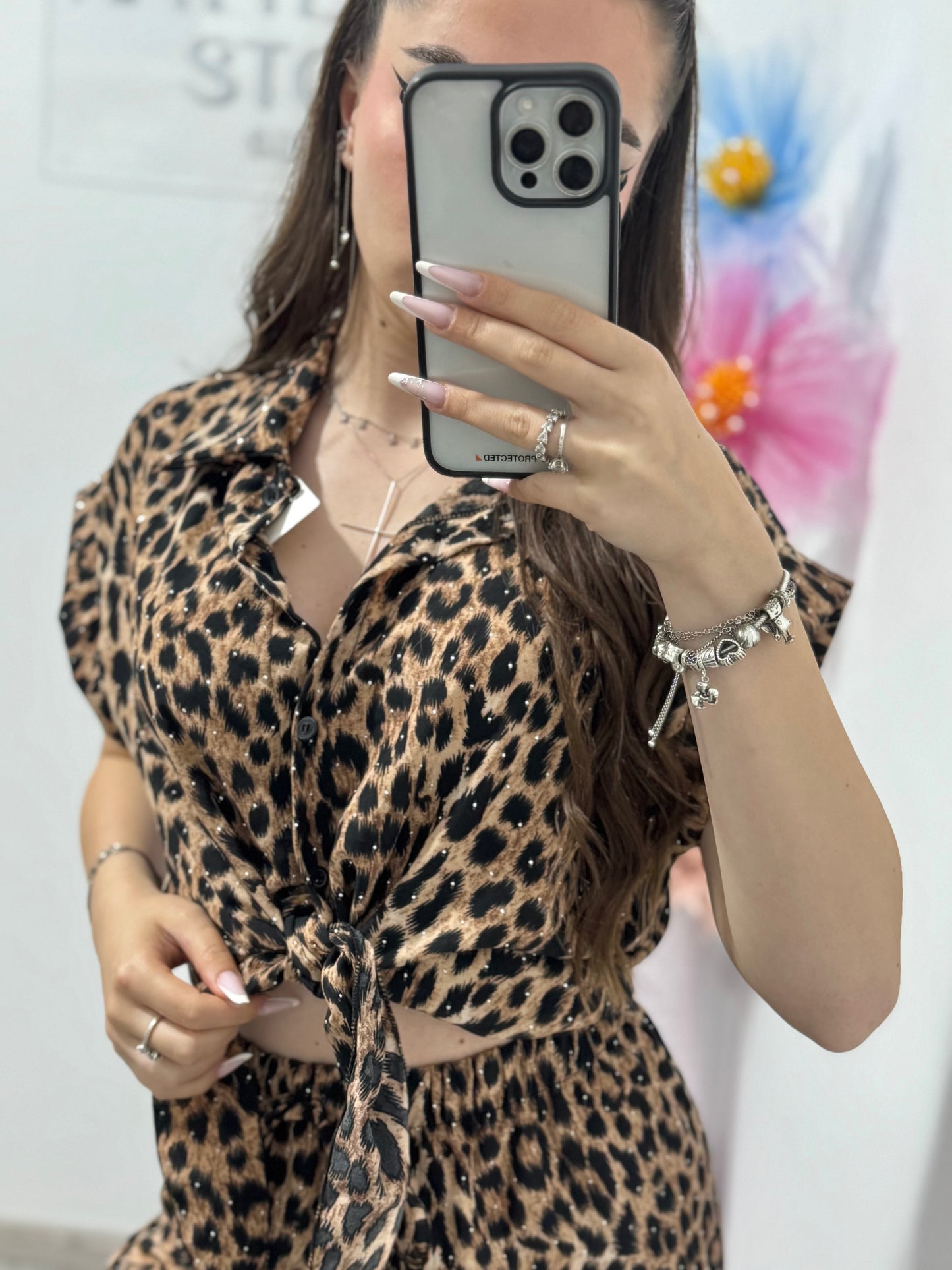 Compleu animal print cu cristale Roxanna
