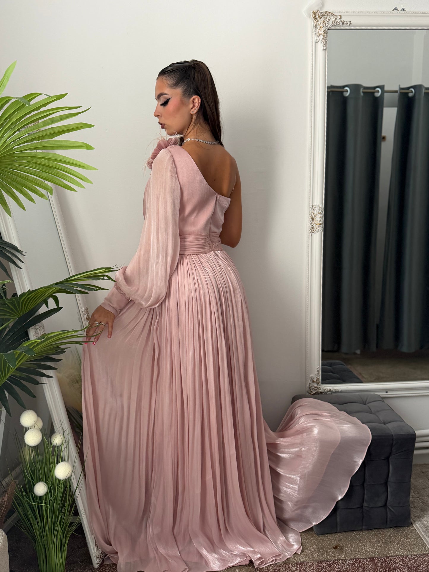 Rochie elegantă roz pudră VICTORIA