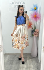 Fustă cu imprimeu Xonia bej