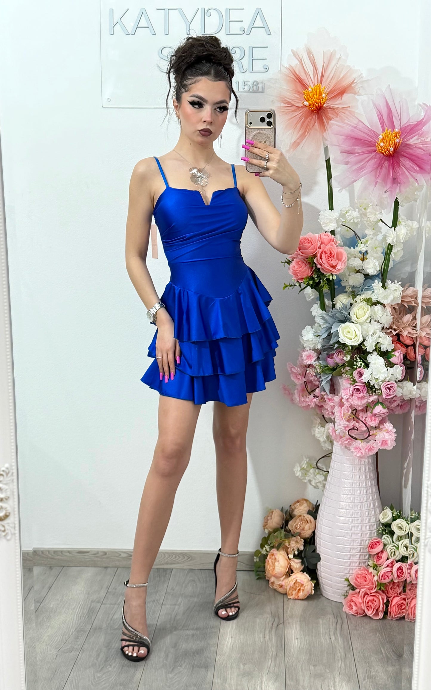 Rochie scurta albastru electric Sabrina