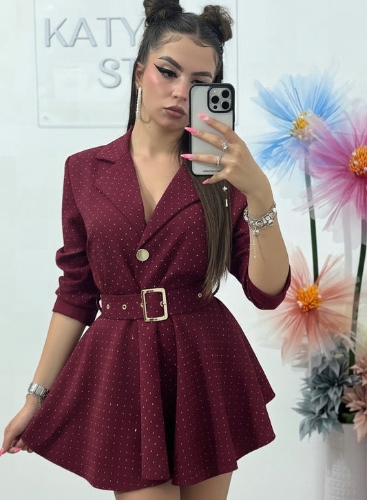 Salopetă full piatră grena Melania