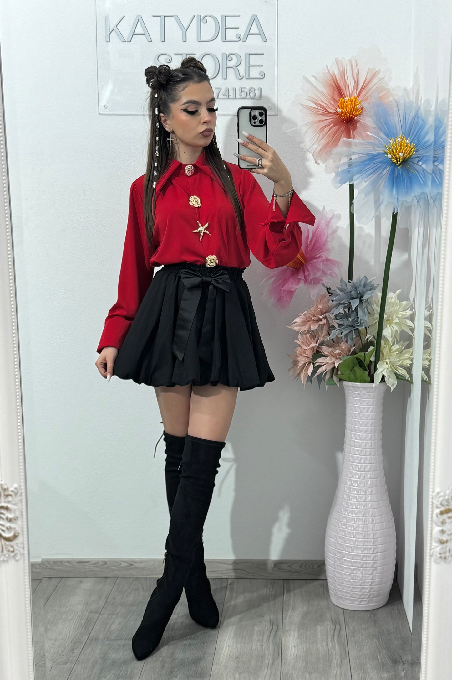 Cămașă cu broșe aurii ALICE