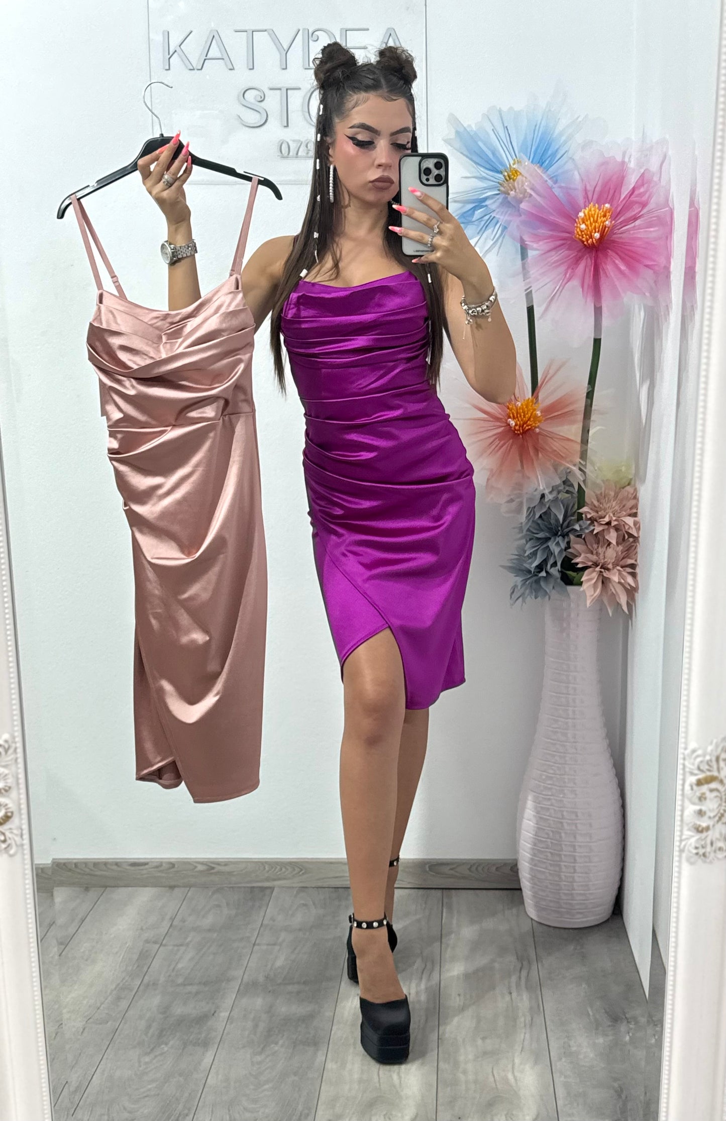 Rochie scurtă din satin Sorina
