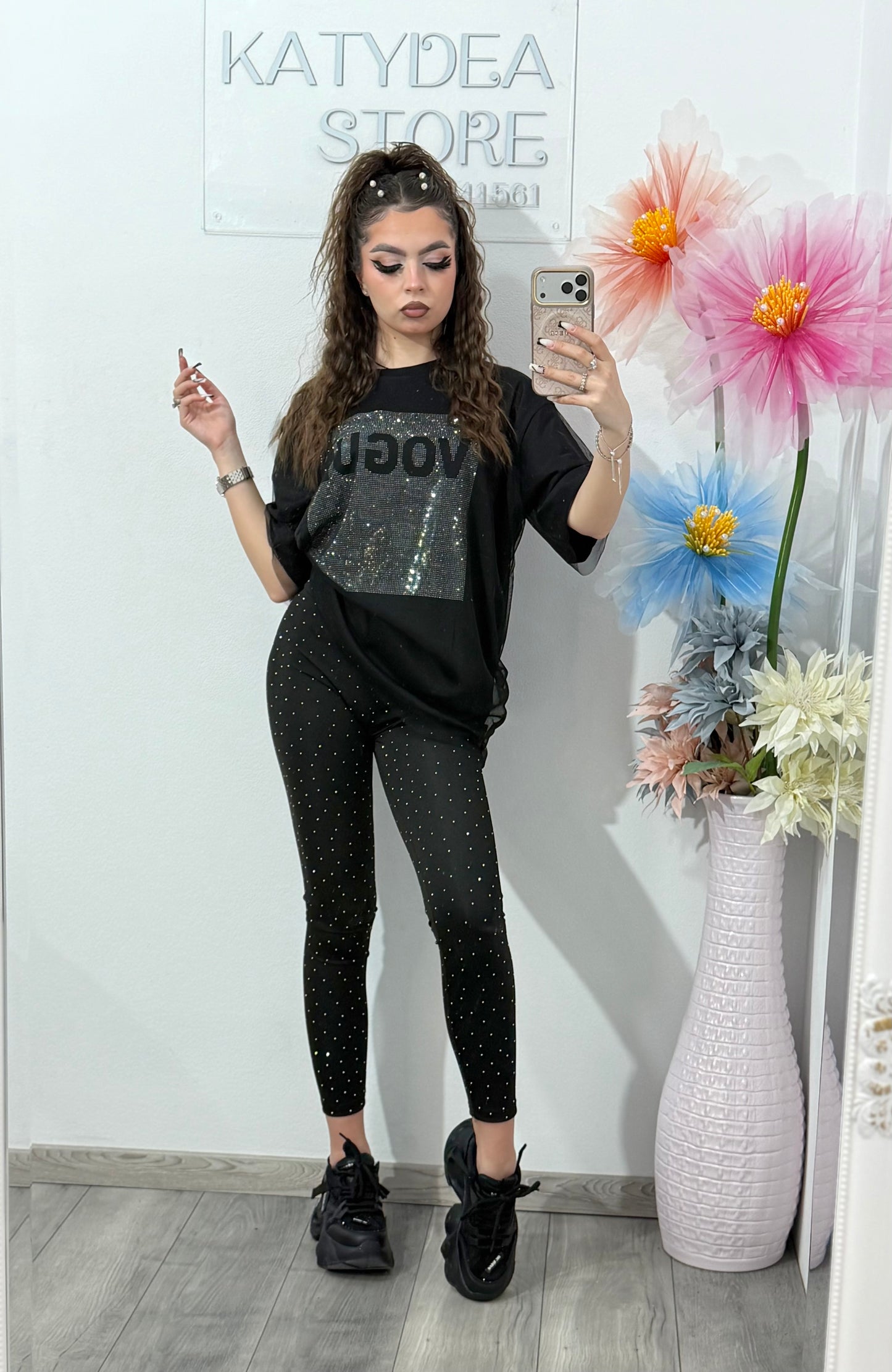 Colanti modelatori negri cu cristale ștanțate ANA