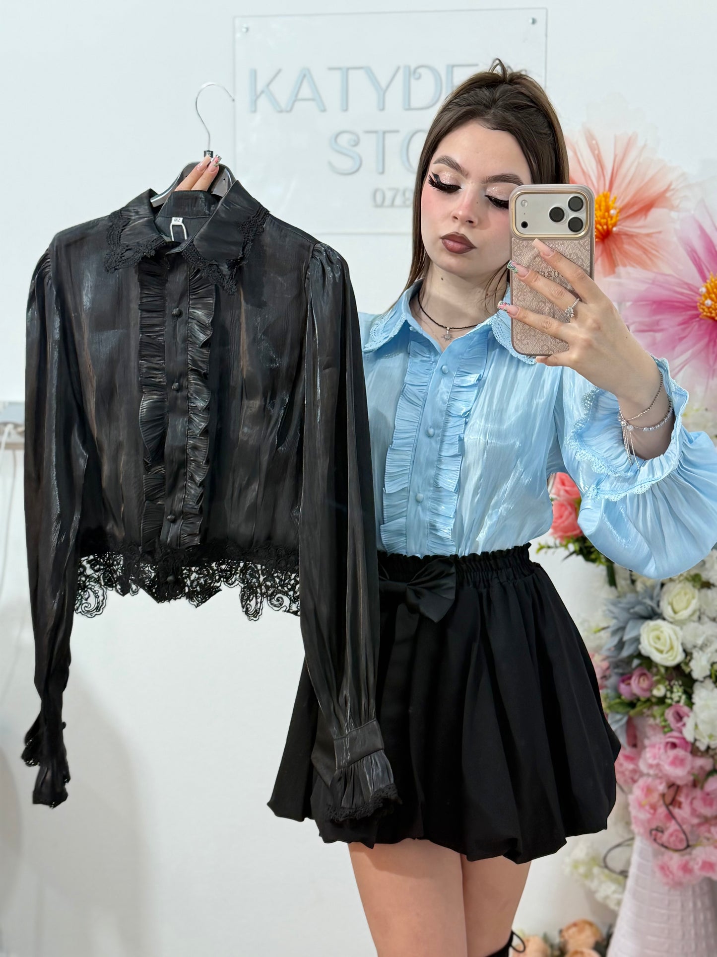 Cămașă satinata cu dantelă DELICE