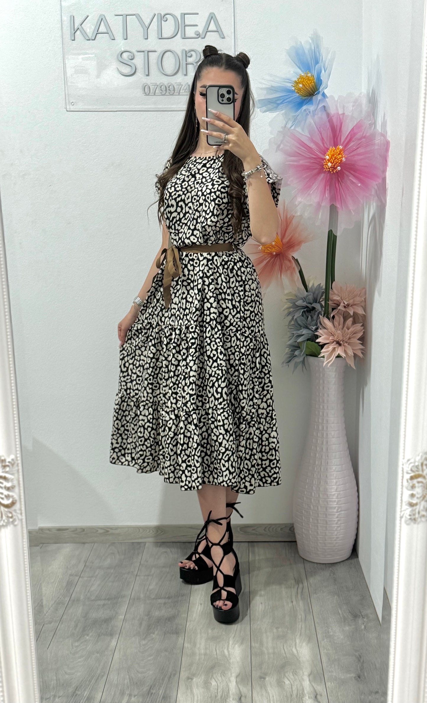 Rochie midi cu imprimeu Karla