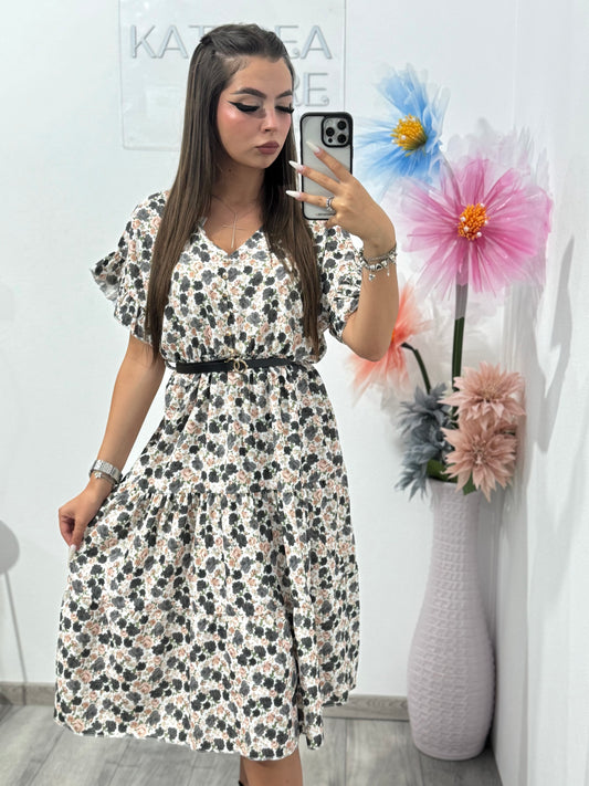 Rochie cu imprimeu floral și năsturași Myra