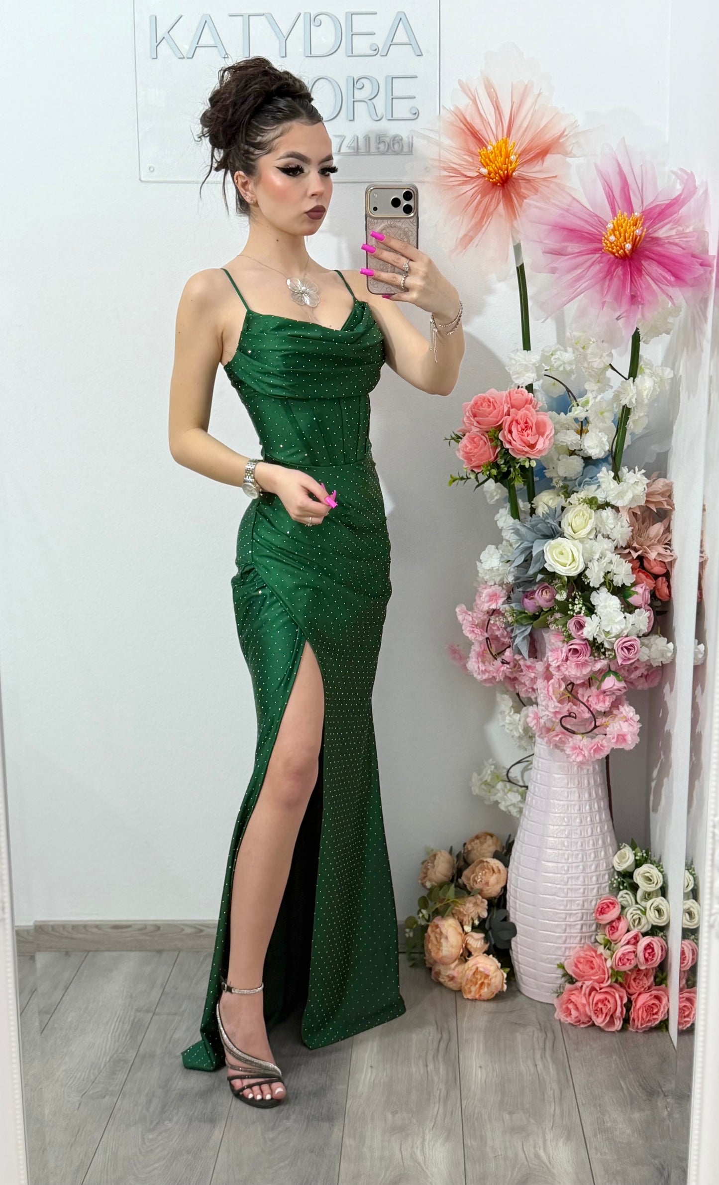 Rochie lunga verde Laura