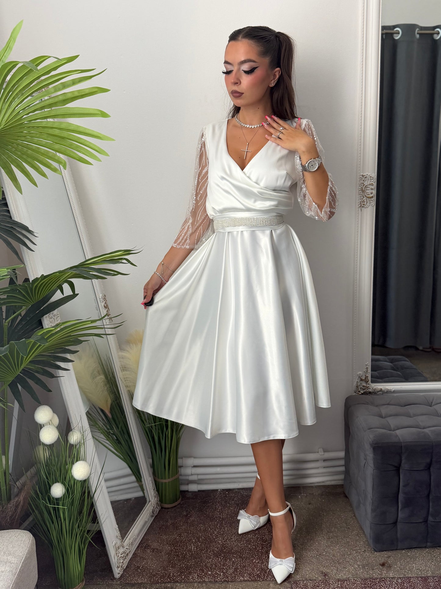 Rochie elegantă alba ADRIA