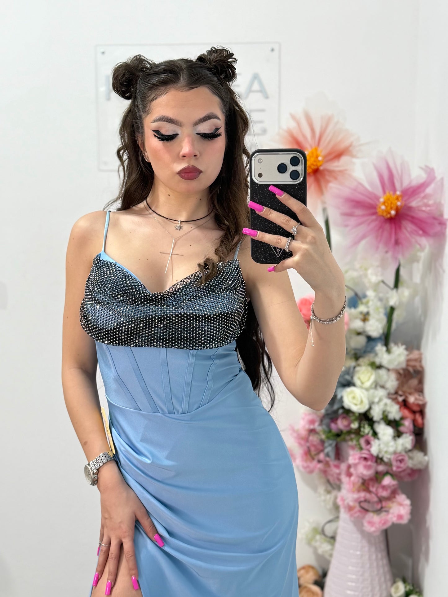 Rochie elegantă cu cristale babyblue Katherine