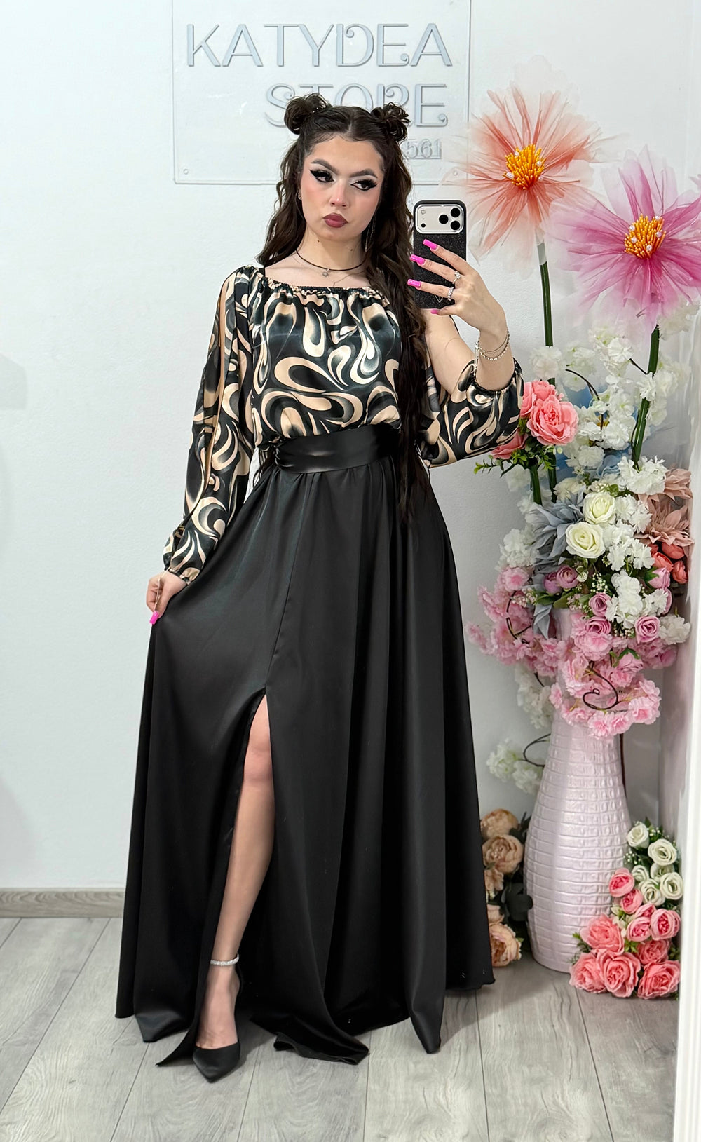 Rochie din satin lunga Helen