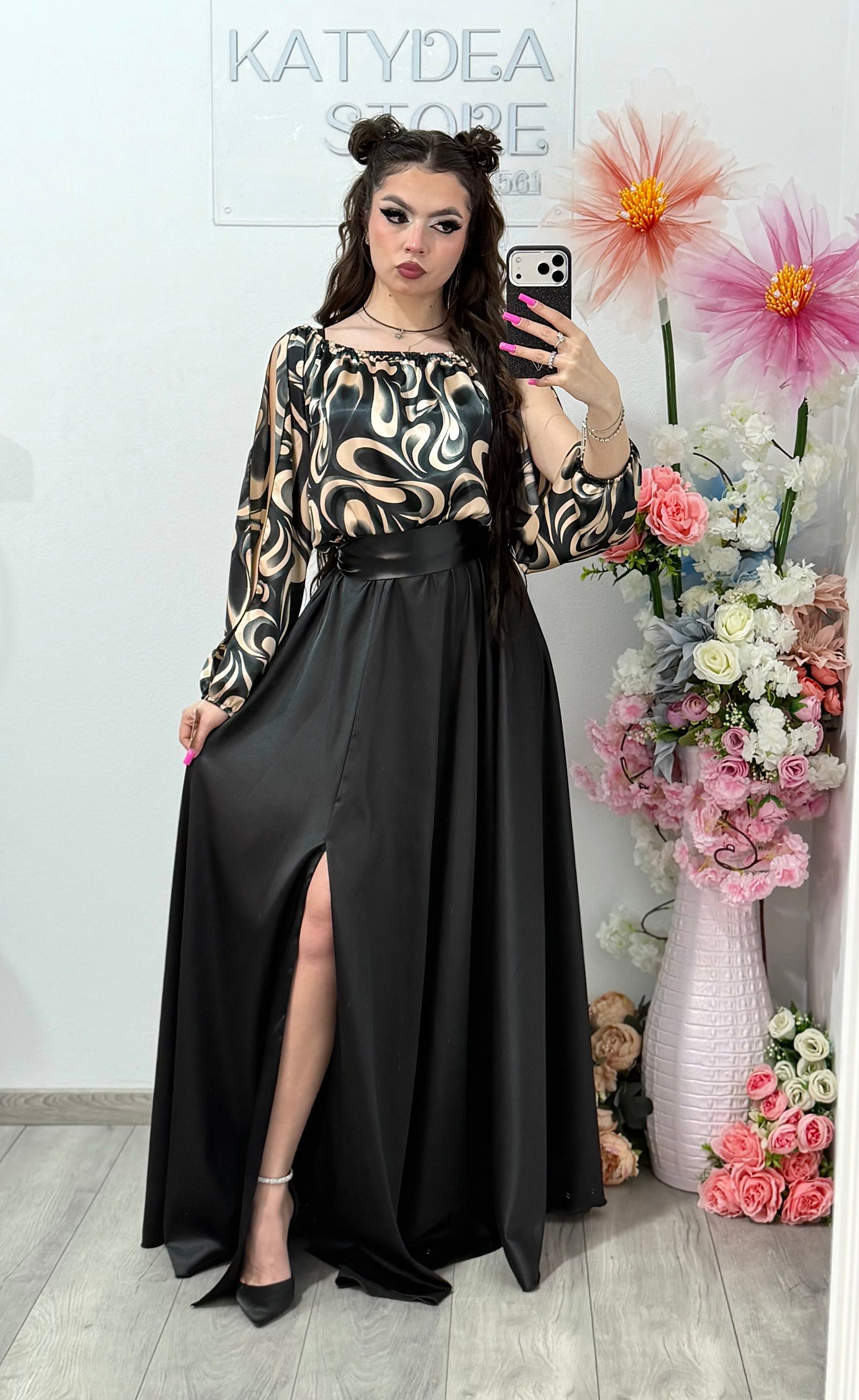 Rochie din satin lunga Helen